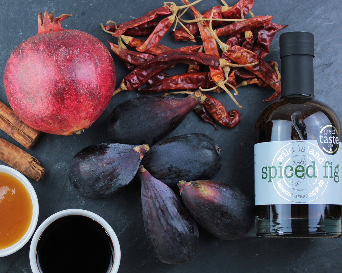 Fig, prosciutto & goats cheese salad with Spiced Fig Balsamic Dressing