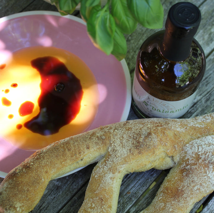Fougasse with Basil & Balsamic Dressing & Dipping Oil