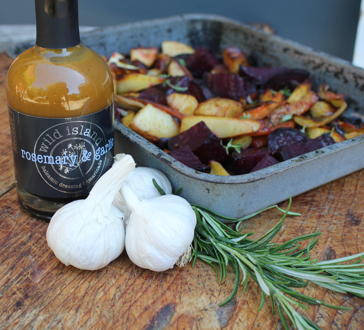Roasted vegetables with Rosemary & Garlic Dressing & Marinade Wild